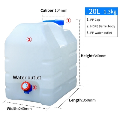 20l de Inzamelingstank 350*240*340mm van het 5 Gallon Plastic Openluchtwater