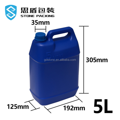 Dagelijks Chemisch product 35mm HDPE Plastic Fles 5 Liter Plastic Trommel 192*125*305mm