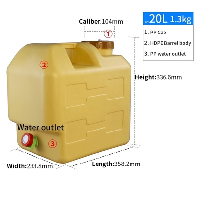 Fruitazijn 20 Ltr het Kamperen Watertanks met Dekseltapkraan 1.3KG