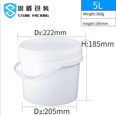 Dia 222mm Witte 5l Chemische Ronde Plastic Containers 360g van pp