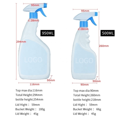 Reinigingsmiddelen Detergent Plastic PE Nevelfles met Pijp 950ml 500ml
